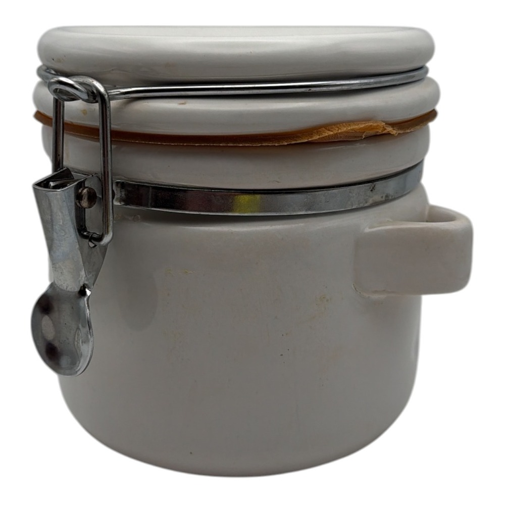 Winsome White Ceramic Clamp Lid Kitchen Canister EUC